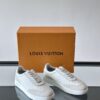 Louis Vuitton White-Grey Monogram Print Silver-Heel Low-Top Sneaker