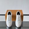 Louis Vuitton White-Grey Monogram Print Silver-Heel Low-Top Sneaker