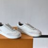 Louis Vuitton White-Grey Monogram Print Silver-Heel Low-Top Sneaker