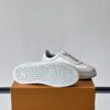 Louis Vuitton White-Grey Monogram Print Silver-Heel Low-Top Sneaker