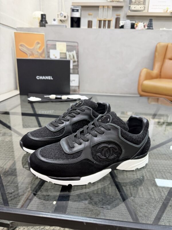 sy_no_358A5A8B1A5C06034CA76AA0DA23BF75_0 Chanel Black Tweed & Leather Chunky Sneaker with Interlocking CC Logo