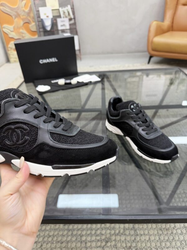 sy_no_358A5A8B1A5C06034CA76AA0DA23BF75_5 Chanel Black Tweed & Leather Chunky Sneaker with Interlocking CC Logo