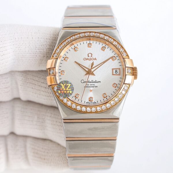 sy_no_358B0793C81E1DF6688720C117C63E37_2 Omega Constellation Series Constellation Watch Automatic Mechanical Movement Daily Display Diamond Set 100m Waterproof Swiss Observatory Men's Watch Swiss Watch 35mm Silver Dial Stainless Steel Strap