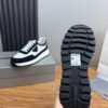 Prada White-Navy Mesh Suede-Spliced Triangle Tag Low-Top Sneaker