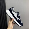 Prada White-Navy Mesh Suede-Spliced Triangle Tag Low-Top Sneaker