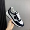 Prada White-Navy Mesh Suede-Spliced Triangle Tag Low-Top Sneaker