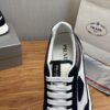 Prada White-Navy Mesh Suede-Spliced Triangle Tag Low-Top Sneaker