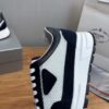 Prada White-Navy Mesh Suede-Spliced Triangle Tag Low-Top Sneaker