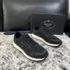 sy_no_360991EA1B5941907D6D726F29671CD6_0 Prada Black Suede Mesh-Spliced Triangle Logo Low-Top Sneaker