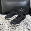 sy_no_360991EA1B5941907D6D726F29671CD6_1 Prada Black Suede Mesh-Spliced Triangle Logo Low-Top Sneaker