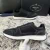 sy_no_360991EA1B5941907D6D726F29671CD6_4 Prada Black Suede Mesh-Spliced Triangle Logo Low-Top Sneaker