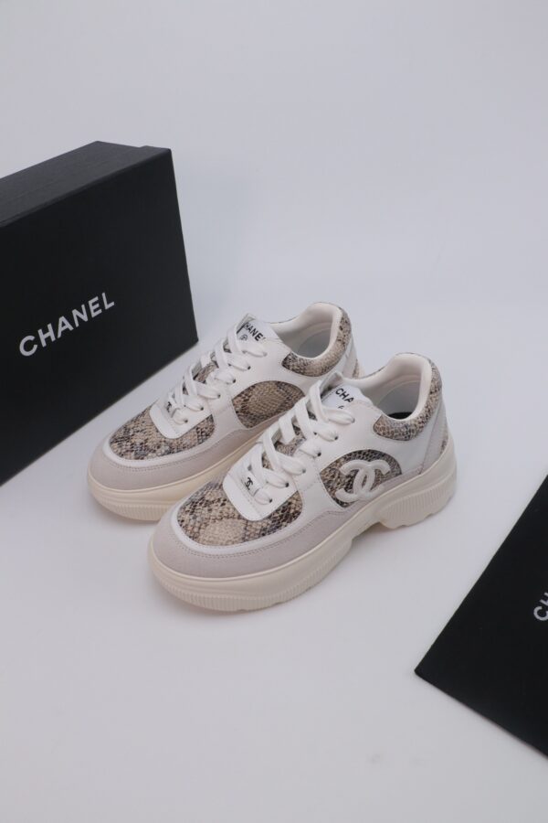 Chanel Snakeskin & Suede Platform Sneaker White-Snakeskin-Suede