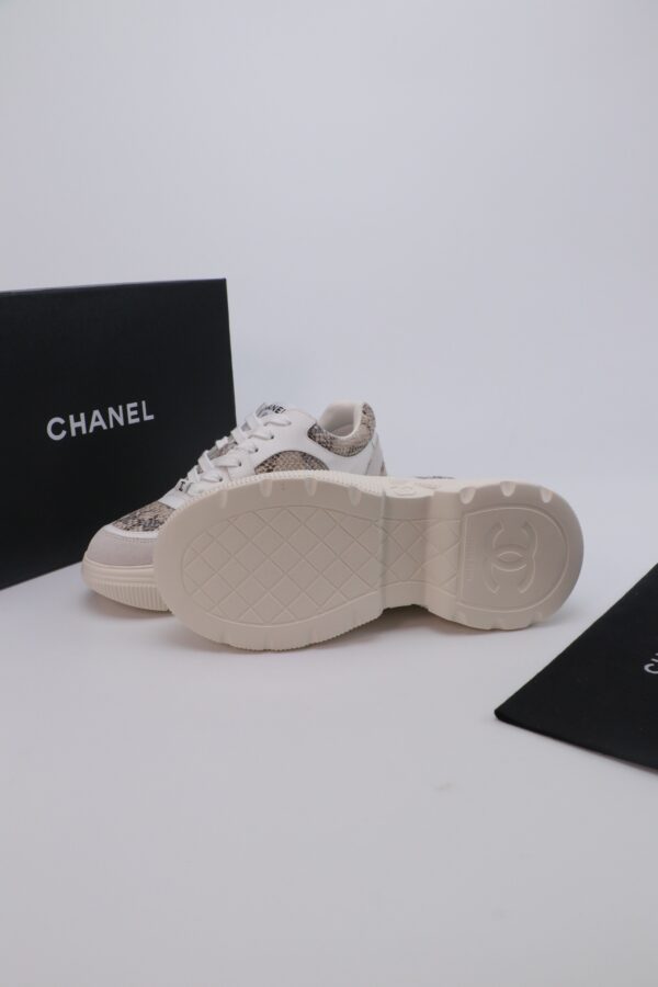 Chanel Snakeskin & Suede Platform Sneaker White-Snakeskin-Suede