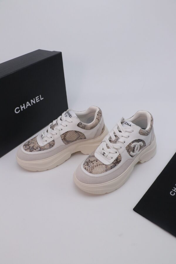 Chanel Snakeskin & Suede Platform Sneaker White-Snakeskin-Suede