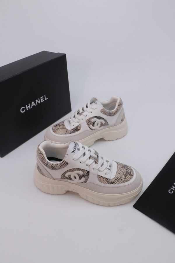 Chanel Snakeskin & Suede Platform Sneaker White-Snakeskin-Suede