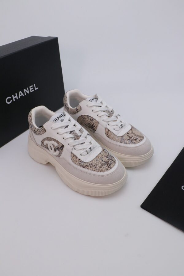 Chanel Snakeskin & Suede Platform Sneaker White-Snakeskin-Suede