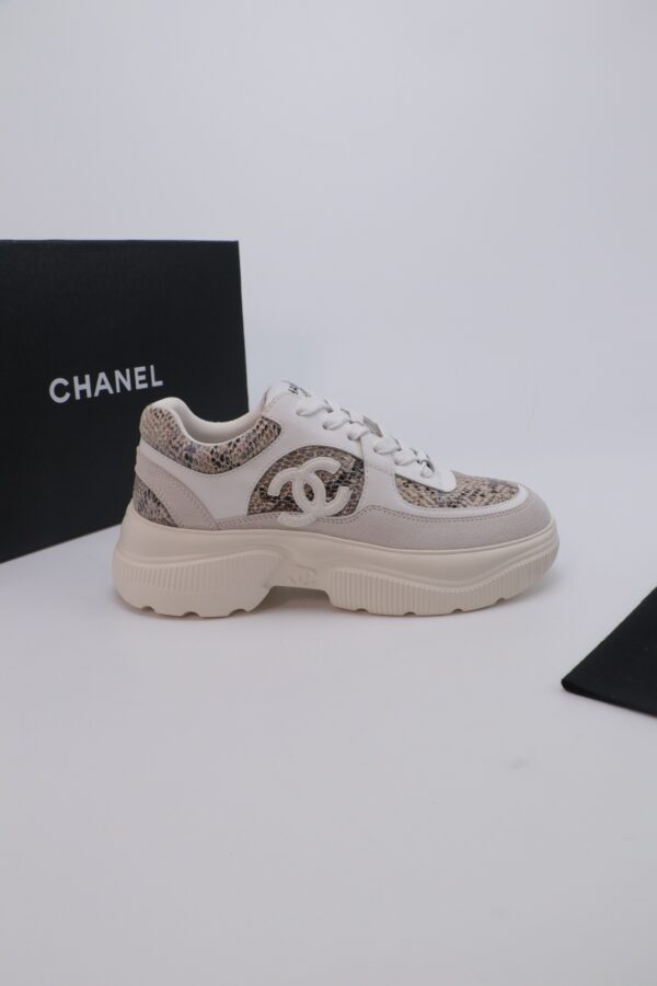 Chanel Snakeskin & Suede Platform Sneaker White-Snakeskin-Suede