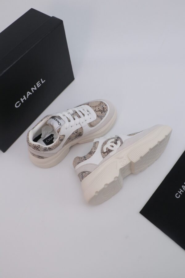Chanel Snakeskin & Suede Platform Sneaker White-Snakeskin-Suede