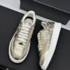 Chanel Metallic Gold Leather Low-Top Sneaker with Perforated Details & CC Logo
