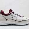 Chanel White & Burgundy Leather Sneaker with Knit Collar & CC Logo