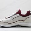 Chanel White & Burgundy Leather Sneaker with Knit Collar & CC Logo