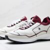 Chanel White & Burgundy Leather Sneaker with Knit Collar & CC Logo