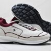 Chanel White & Burgundy Leather Sneaker with Knit Collar & CC Logo