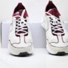 Chanel White & Burgundy Leather Sneaker with Knit Collar & CC Logo