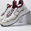 Chanel White & Burgundy Leather Sneaker with Knit Collar & CC Logo