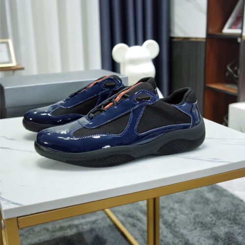 sy_no_371791160A31BC34A5E5F4AFE2E5B6A2_0 Prada America's Cup Navy Patent Mesh Sneaker