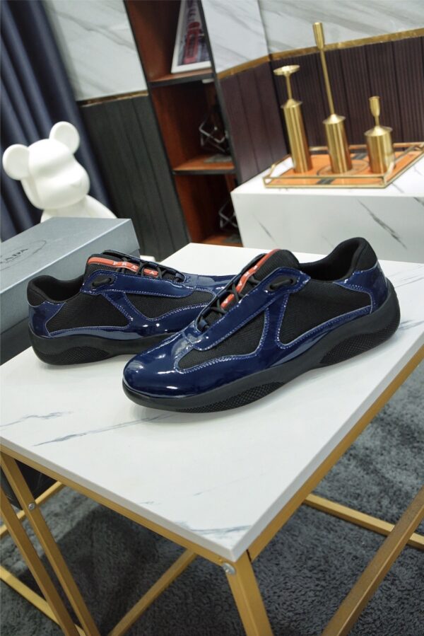 sy_no_371791160A31BC34A5E5F4AFE2E5B6A2_3 Prada America's Cup Navy Patent Mesh Sneaker
