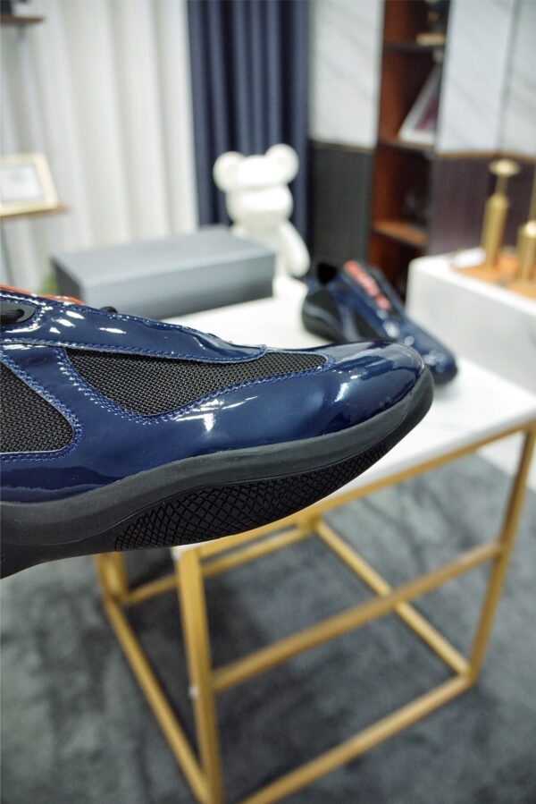 sy_no_371791160A31BC34A5E5F4AFE2E5B6A2_4 Prada America's Cup Navy Patent Mesh Sneaker