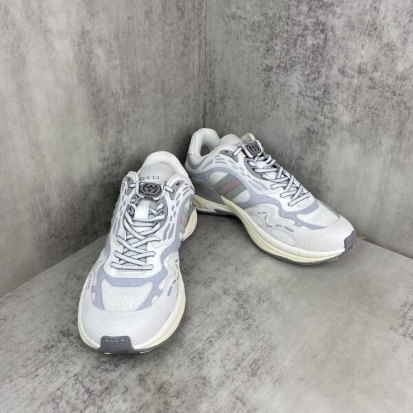 sy_no_377AF704219C2CE77393E6467A36C7CB_1 Gucci Re-Web / Chunky Technical Sneaker in White & Grey with Web Stripe