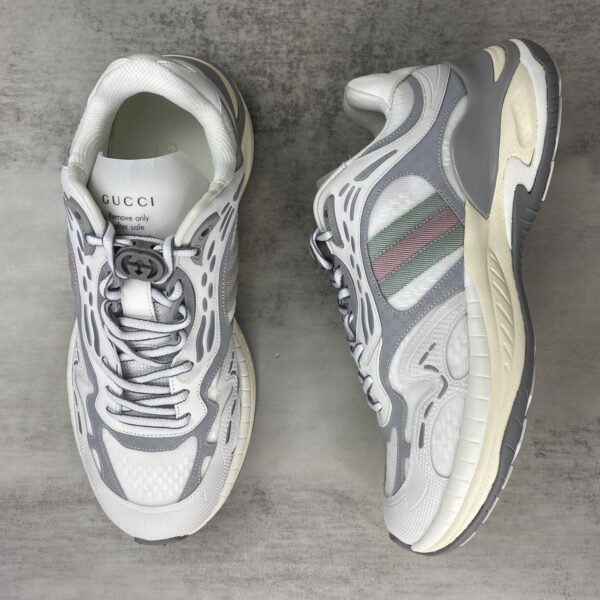 sy_no_377AF704219C2CE77393E6467A36C7CB_2 Gucci Re-Web / Chunky Technical Sneaker in White & Grey with Web Stripe