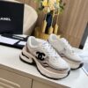 sy_no_3850401E4B8C7838C2652833F24D170A_3 Chanel Beige and White Chunky Sneaker with Black CC Logo and Metallic Trim