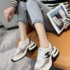 sy_no_3850401E4B8C7838C2652833F24D170A_5 Chanel Beige and White Chunky Sneaker with Black CC Logo and Metallic Trim