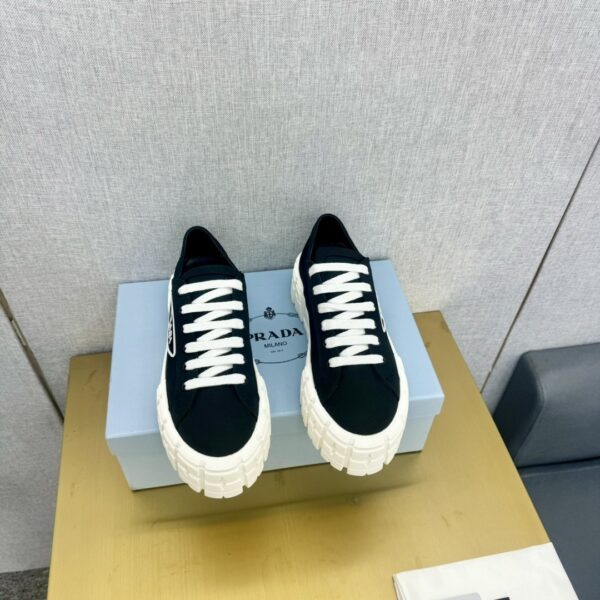 sy_no_3904696329EAD97E26B49D667404B746_4 Prada Black Canvas Triangle Tread Platform Sneaker