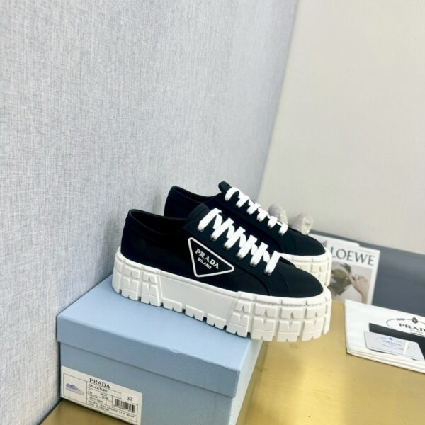 sy_no_3904696329EAD97E26B49D667404B746_5 Prada Black Canvas Triangle Tread Platform Sneaker