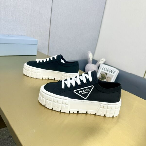 sy_no_3904696329EAD97E26B49D667404B746_6 Prada Black Canvas Triangle Tread Platform Sneaker