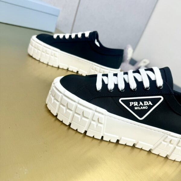 sy_no_3904696329EAD97E26B49D667404B746_7 Prada Black Canvas Triangle Tread Platform Sneaker