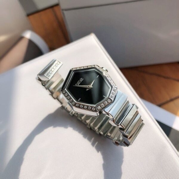 sy_no_39109A43A4FC35883FE22495DD63B090_1 DIOR watch quartz movement stainless steel strap black dial women's watch 30 meter waterproof