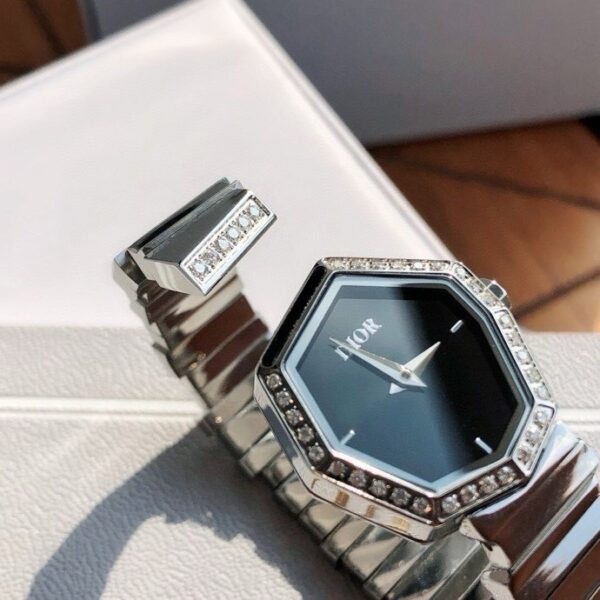 sy_no_39109A43A4FC35883FE22495DD63B090_3 DIOR watch quartz movement stainless steel strap black dial women's watch 30 meter waterproof