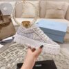 Prada Light Blue Tweed Fringe Chunky Platform Sneaker