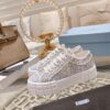 Prada Light Blue Tweed Fringe Chunky Platform Sneaker