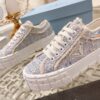 Prada Light Blue Tweed Fringe Chunky Platform Sneaker