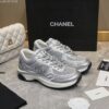 Chanel Silver Metallic Mesh Low-Top Chunky Sneaker with CC Logo