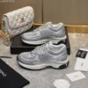 Chanel Silver Metallic Mesh Low-Top Chunky Sneaker with CC Logo