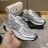 Chanel Silver Metallic Mesh Low-Top Chunky Sneaker with CC Logo