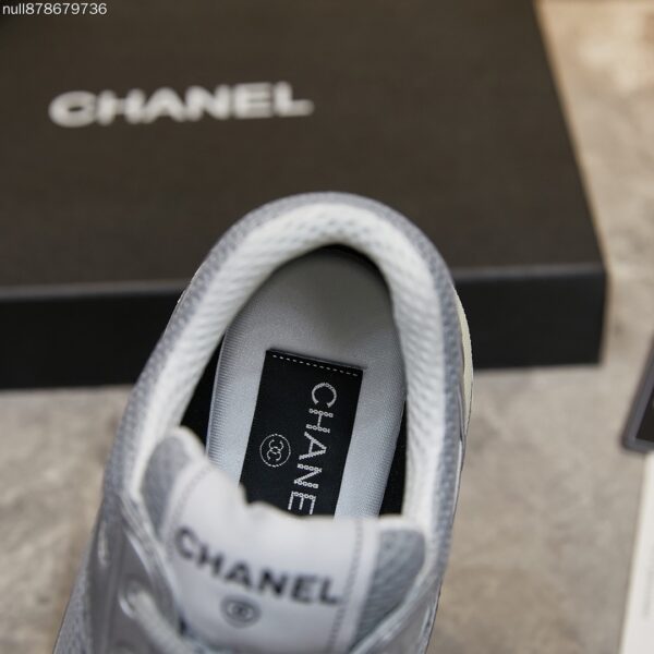 Chanel Silver Metallic Mesh Low-Top Chunky Sneaker with CC Logo