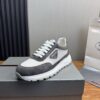 Prada White-Grey Mesh Suede-Spliced Triangle Tag Low-Top Sneaker